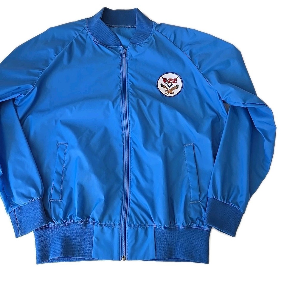 Vintage Boeing V-22 Osprey Windbreaker Large Blue Lightweight Hipster Jacket